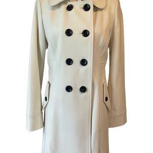 Old Navy Women’s Cream White Trench Coat | Wool Blend | Size M
